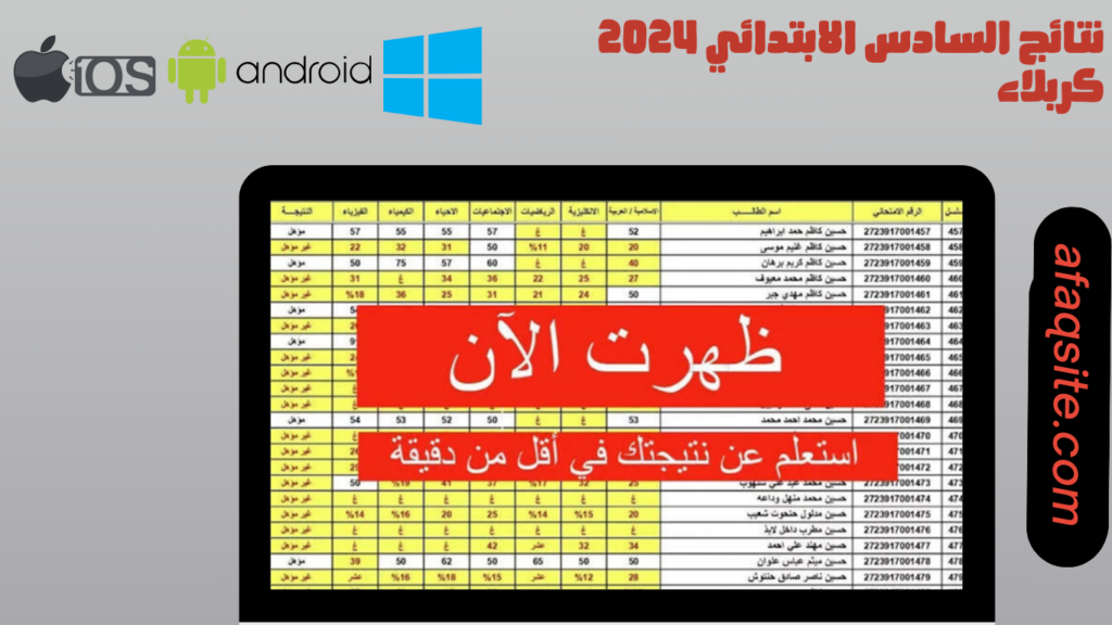 ظهرت رسميا.. نتائج السادس الابتدائي كربلاء 2024 haraka men gov